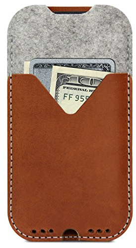 Pack & Smooch Handyhülle Für iPhone 17 Pro Max | iPhone 16 Pro Max / 16 Plus | etc. Tasche Kirkby aus 100% Merino Wollfilz | Pflanzlich gegerbtes Leder | Made in Germany - Hellbraun