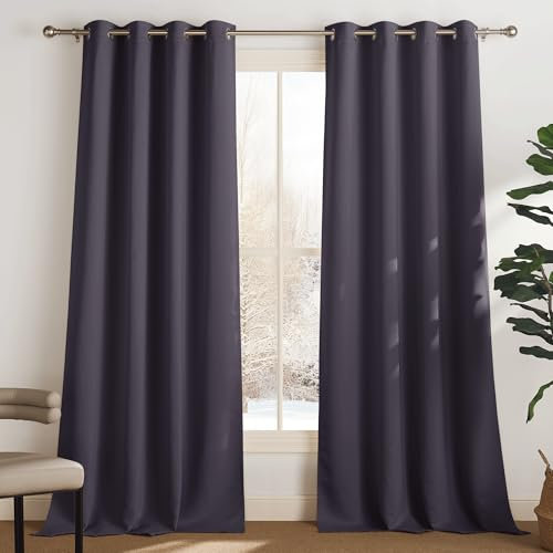 PONY DANCE Schlafzimmer Gardinen und Vorhänge mit Ösen 2er Set H 240 x B 140 cm Verdunklungsvorhänge Thermovorhang Hitzeschutz Blackout Curtains for Living Room, Graulila