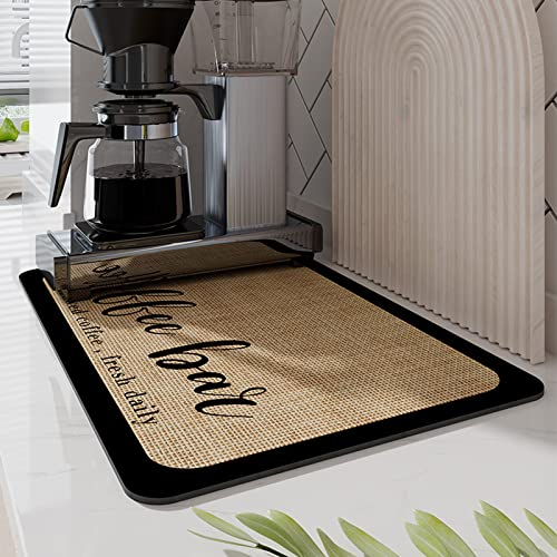 Alfombrilla Escurreplatos Microfibra, Alfombrilla Escurreplatos, Súper Absorbente Alfombrilla Secado de Platos, Antideslizante Alfombrilla para Encimera de Cocina, Cafetera, Platos 40 x 30 cm (Café)