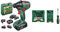 Bosch Akkuschrauber AdvancedDrill 18 Set (2 Akkus, 18 Volt System, 3 Aufsätze, im Koffer) + 25 + 15 + 1 Mini-X-Line Set plus Griff (für Metall, Holz, Stein, Zubehör Bohrmaschine)