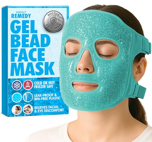 Perfect Remedy Face Ice Pack, Reusable Hot & Cold Ice Face Mask, Gel Compress for Helping with Puffy Eyes and Swelling Conditions, Facial Spa Cooling Mask for Women and Men (Green)