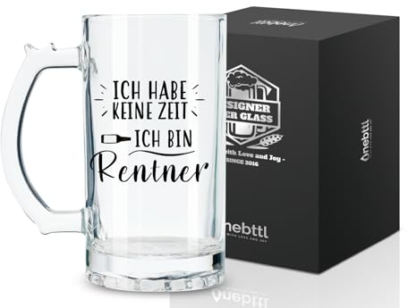 Onebttl Ruhestandsgeschenke für Männer, Ruhestands-Bierkrug-Geschenke, Ruhestandsbierglas 500 ml (17 oz) für Papa, Chef, Polizei, Lehrer, Papa, Geschenkbox fertig