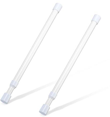 Liten spännstång, 30–50 cm, fjäderstång, spännstång, liten spännstång, kort tunn spännstång, minispänningsstänger för garderob, skåp, låda, vit