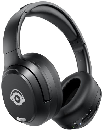 tapaxis Hybrid Active Noise Cancelling Headphones, Bluetooth Headphones Wireless Over Ear with Transparency Mode, Deep Bass, Comfort Fit Ear Cups, 40 Hrs Playtime for Travel Home Office (Black)