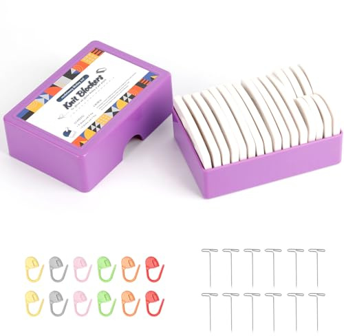 JABNOW Kit de bloqueo para tejidos a needles, Kit completo para tejer, 84 piezas, Púrpura, No plegable, Adulto