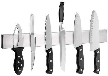 Barra Magnética soporte para Cuchillos Cocina | Soporte de herramientas taller | 30cm | Soporte Magnético para Cuchillos con Autoadhesivo | Sin tornillos | Acero Inoxidable Cuchillero magnético