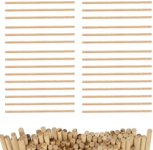 30-Piece Natural Hardwood Dowels for Crafting – 20cm x 5mm Smooth Wooden Sticks for DIY Projects, Cake Support, and Model Building