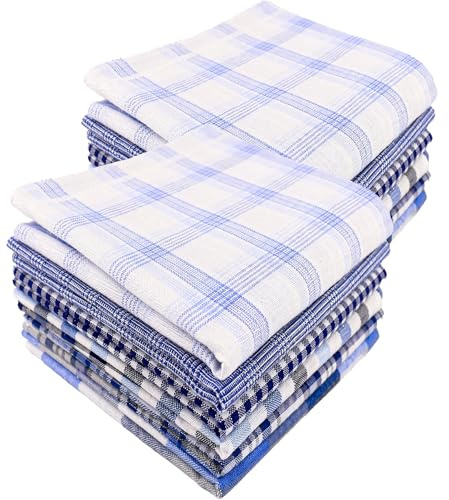 Dmhwd 12Pcs Pañuelos para Hombre，Pañuelos de Tela40x40 cm | Pañuelo Cuadrado Pañuelo de Rayas de Algodón, Pañuelo Clásico a Cuadros para Fiestas y Reuniones Formales (6 Styles)