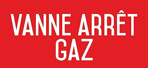 Autocollant vinyl - Vanne Arrêt Gaz - L.200 x H.100 mm