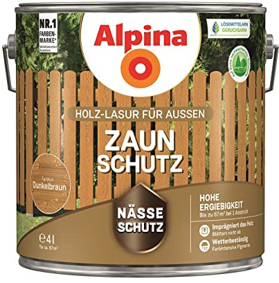 Alpina Zaun-Schutz Dunkelbraun 4 Liter Holz-Lasur für Außen