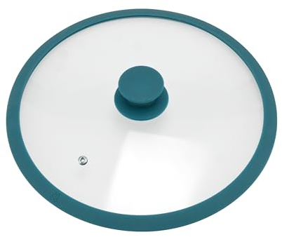 bremermann Tapa de cristal con borde de silicona para ollas y sartenes de 28 cm (azul agua)