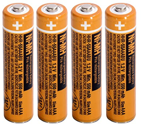 pingju NI-MH AAA Rechargeable Battery 1.2V 550mah 4-Pack hhr-55aaabu AAA Batteries for Panasonic Cordless Phones, Remote Controls, Electronics
