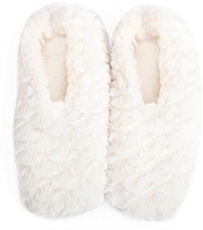 Splosh Women's White Petal Slippers - Medium adult petal slippers with an elegant white design to keep you comfy in soft, fluffy ladies slippers. Soft sole slippers for women that are anti-slip!