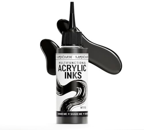 KAMENSKAYA Encres acryliques - ’Noir’ Encre acrylique, 3.38 Fl Oz (100 ml)