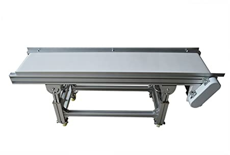 BREVELTION 59inch PU Belt Conveyor Industrial Transport Equipment Height Adjustable 110V 120W White
