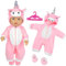 Kleidung Outfits für Baby Puppen,Puppenkleidung Einhorn,Einhorn Bodysuit + Socke + Aufhänger,puppenkleidung,für Babypuppen 35-45 cm,Baby Puppe zubehör,Geschenke für Mädchen Jungen
