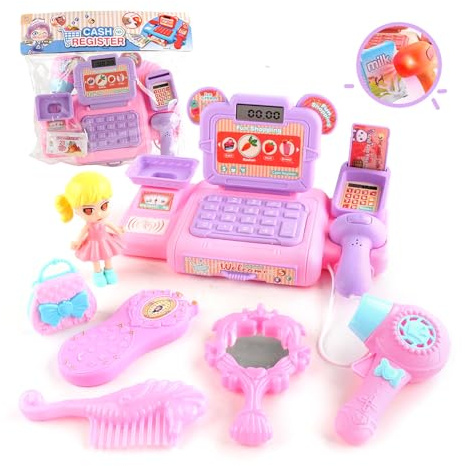 Balakaka Cassa Supermercato Giocattolo con Scanner, Supermercato Giocattolo per Bambini, Registratore di cassa Giocattolo per er Ragazze Ragazzi 3 4 5 6 7 8