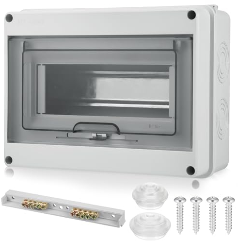 JIZZU Verteilerkasten Aufputz, IP65 Sicherungskasten Aufputzs, 1 Reihig 8 Module Aufputzverteiler, Feuchtraum Aufputz Verteilerkasten, Unterverteilung Aufputz für Garten oder Außenbereichen