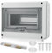 JIZZU DIN Rail Enclosure Box 8 Module- Consumer Unit Box, Surface-mounted Circuit Breaker Distribution Boxes with Assembly Tool, IP65 Waterproof for Workshops Garage Caravan Outsaid Buildings