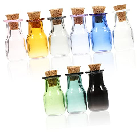 LOORGVEL 9 piezas Mini Botellas de Vidrio con Tapón de Corcho Frascos para Manualidades DIY Frascos Decorativos Contenedores de Muestras Resistentes
