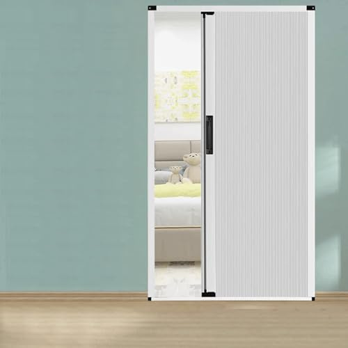 Porte accordéon Portes pliantes et rétractables d'intérieur, porte coulissante accordéon en aluminium blanc, cloison étanche sans perçage et à faible encombrement(H 78.7in/200CM,W 23.6in/60cm)