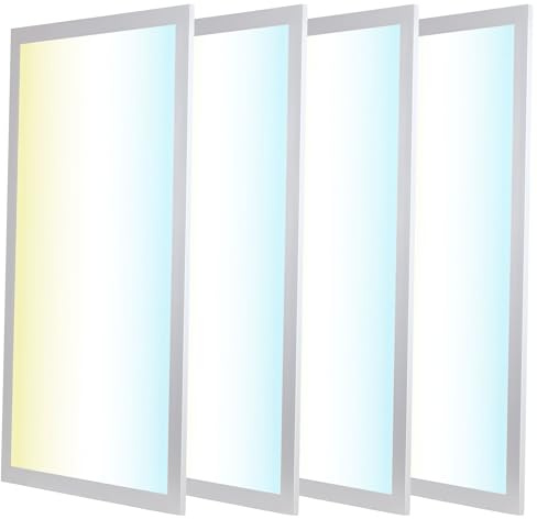 Bright Source 1200x600 LED Backlit Recessed Ceiling Light Panel, White Frame, 65W, 7150lm, 120° Beam Angle, 3CCT 3 Colour Switchable 3000K 4000K 6000K, TP(a), Low-Glare UGR<19, Flicker Free, 4 Pack