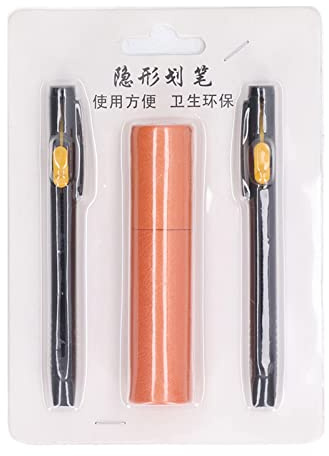Haofy Craie Tailleur Lot de 2 Stylos Marqueurs Tissu Lavables Rechargeables, Effaçables au Fer en 3 Secondes, Disparaît en 3-15 Jours, 64 Utilisations, Couture Quilting Cuir
