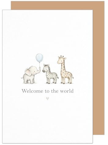 Edition Seidel Biglietto di auguri per la nascita con busta, biglietto di auguri per la nascita, biglietto di auguri per la nascita, con scritta in inglese e scritta in lingua tedesca (E338 SW026)