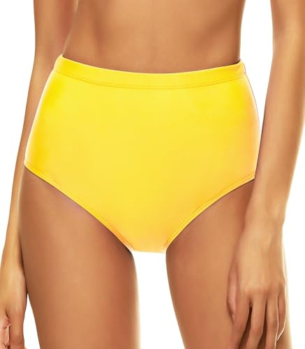 Bellecarrie Bas de Bikini Taille Haute pour Femme - Couverture complète - Tankini - Slip de Bain - Bas de Maillot de Bain - Natation - Danse - Jaune - Taille L