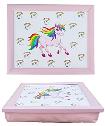 HOMION Bean Bag Lap Tray Cushioned Children tv Dinner Serving Tray (Unicorn)