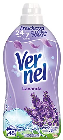 Vernel Lavanda Ammorbidente Lavatrice Concentrato Profumato, Intensa Freschezza e Morbidezza, confezione da 1,2 litri