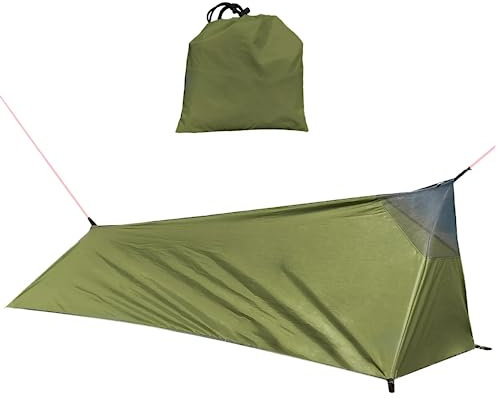 500g Campingzelt Ultraleichtes-1 Person Zelt Grün 220X70X60/35cm Praktisches Wurfzelt für Trekking Camping Backpacking Reisen Abenteuer und Campingausflüge mit Moskitonetz