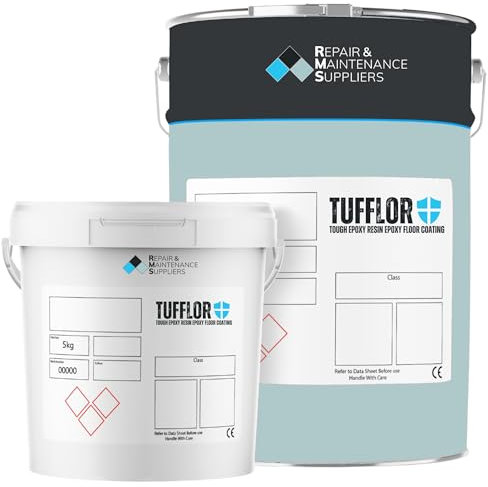 RMS Tufflor Tough Epoxy Resin 2 Pack Concrete Floor Paint Protective Coating | High Build, Durable, and Waterproof | Ideal for Garage, Workshop, Factory, Warehouse & Industrial Applications