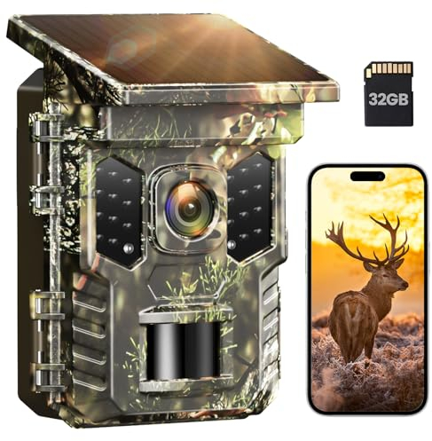 XTU Wildkamera mit Handyübertragung App,4K WLAN Wildtierkamera mit Bewegungsmelder Nachtsicht,Inklusive 32GB SD-Karte,IP66 Wasserdicht,Eingebauter 2600mAh Lithium-Akku Wiederaufladbar,0,2S Auslösen