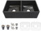 MEJE Fregadero de cocina reversible de 84,5 cm, cuenco doble 50/50, delantal frontal, con tabla de cortar y escurridor en el suelo, color negro