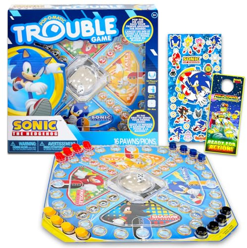 Sonic the Hedgehog Gioco da Tavolo Pop Up - Confezione con Gioco da Tavolo Sonic per Bambini con Dadi Pop Up, Più Adesivi, Altro | Giochi Sonic the Hedgehog per Festa di Compleanno
