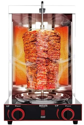 Barbecue, rôtissoire verticale,machine à griller, machine à griller électrique verticale pour kebab et gyro,machine à rôtir avec 2 tubes chauffants et bac de récupération de viande,Gas
