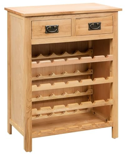 Gecheer Vinskåp 72 x 32 x 90 cm, massivt trä, ek, flaskhylla, vinförvaringssystem för gastronomi, källare, flaskförvaring