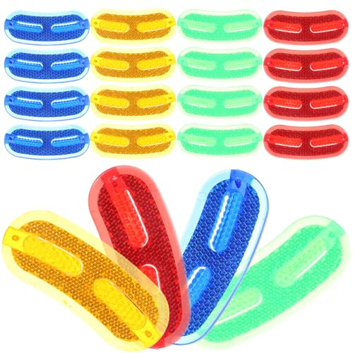 KESYOO Riflettori per bicicletta per 20 pezzi (giallo, blu, rosso, verde) Riflettori per ruote compatti sostituibili Segnale di avvertimento per ciclismo sicurezza accessori