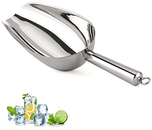 Metal Ice Scoop for Freezer - Stainless Steel Ice Scoop for Ice Machine,Small Ice Scooper for Ice Bucket,8 Oz Ice Cube Scoops for Freezer Bin,Heavy Duty,Dishwasher Safe