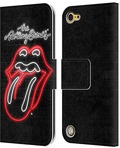 Head Case Designs Officially Licensed The Rolling Stones Neon Licks Collection Leather Wallet Case Compatible with Apple iPod Touch 5G 5th Gen