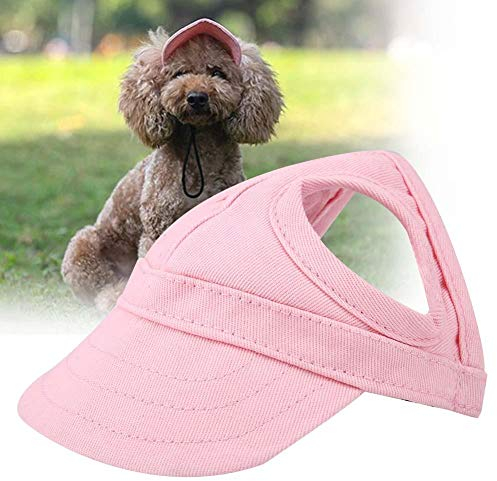 Baseballmütze für Haustiere, Hunde Mütze Hund Sport Hut Hunde Sonnenhut Einstellbare Streifen Sommer Reise Hut mit Ohrlöcher(S-Rosa)