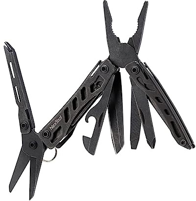 Nextool EDC Schlüsselanhänger Multitool, 10-in-1 Mini-Taschenmesser, Multi-Tool mit Nadelzange, Schere, Mini-nützliche coole Gadgets für Männer, Geschenke für Vater, Männer, Ihn, Freund, dunkel