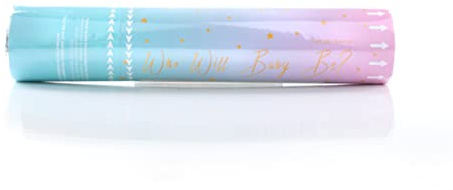 mumdadandbaby - Confetti Shooter Party Cannon - Pack of 6 - Biodegradable Silver/Gold/White Paper - No Explosive, Uses Compressed Air (20cm Long, Gender Reveal Blue (BOY))