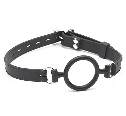 Silicone Bondage Buckle with Lock Mouth Opening Black Mouth Opener O-Type Mouth Plug