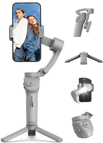 Gimbal Stabilizer for Smartphones, 3-Axis Phone Gimbal, Intelligent Gimbals with Face/Object Tracking, Portable and Foldable, Vlogging Stabilizer for Android and iPhone 15 14 13 12, YouTube TikTok
