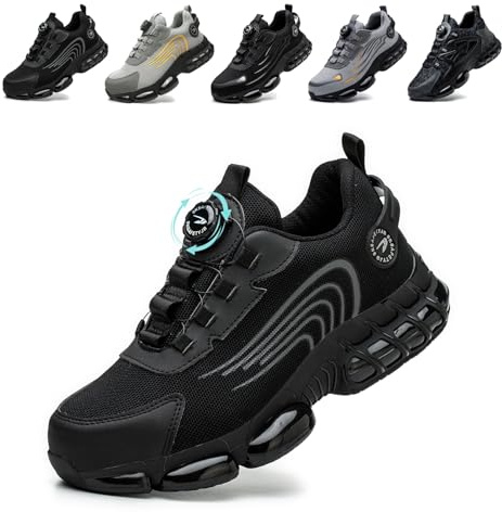 Scarpe Antinfortunistiche Uomo Donna Scarpe da Lavoro Traspiranti Leggere Comode con Punta in Acciaio Black 43 EU