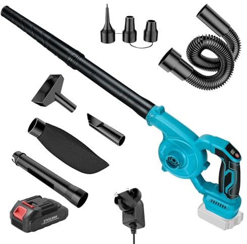 Leaf Blower Cordless Compatible with MaKita 18V, with 3.0Ah Battery, 2-in-1 Cordless Leaf Blower & Vacuum, 3 Adjustable Speed 220MPH Handheld Blower for Garden Lawn Care, Leaf Snow Dust Hair Clearing