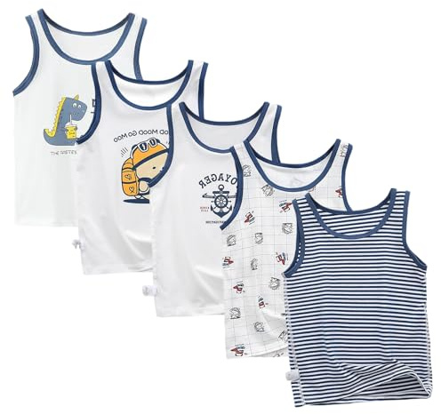 2 a 10 Años Chalecos para Niños Camiseta Interior Sin Mangas de Algodón Pack de 5 Camisetas Sin Mangas Suaves Transpirables para Niños