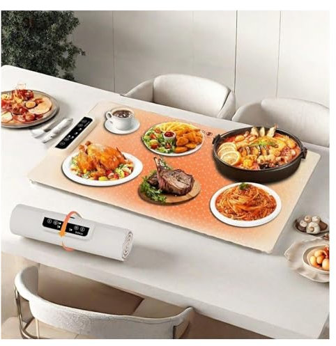 Hazomeu Bandeja De Calentamiento 60-100°c Control De Temperatura Bandeja Calienta Platos Silicona Portátil Plegable Tapete Calentador Comida